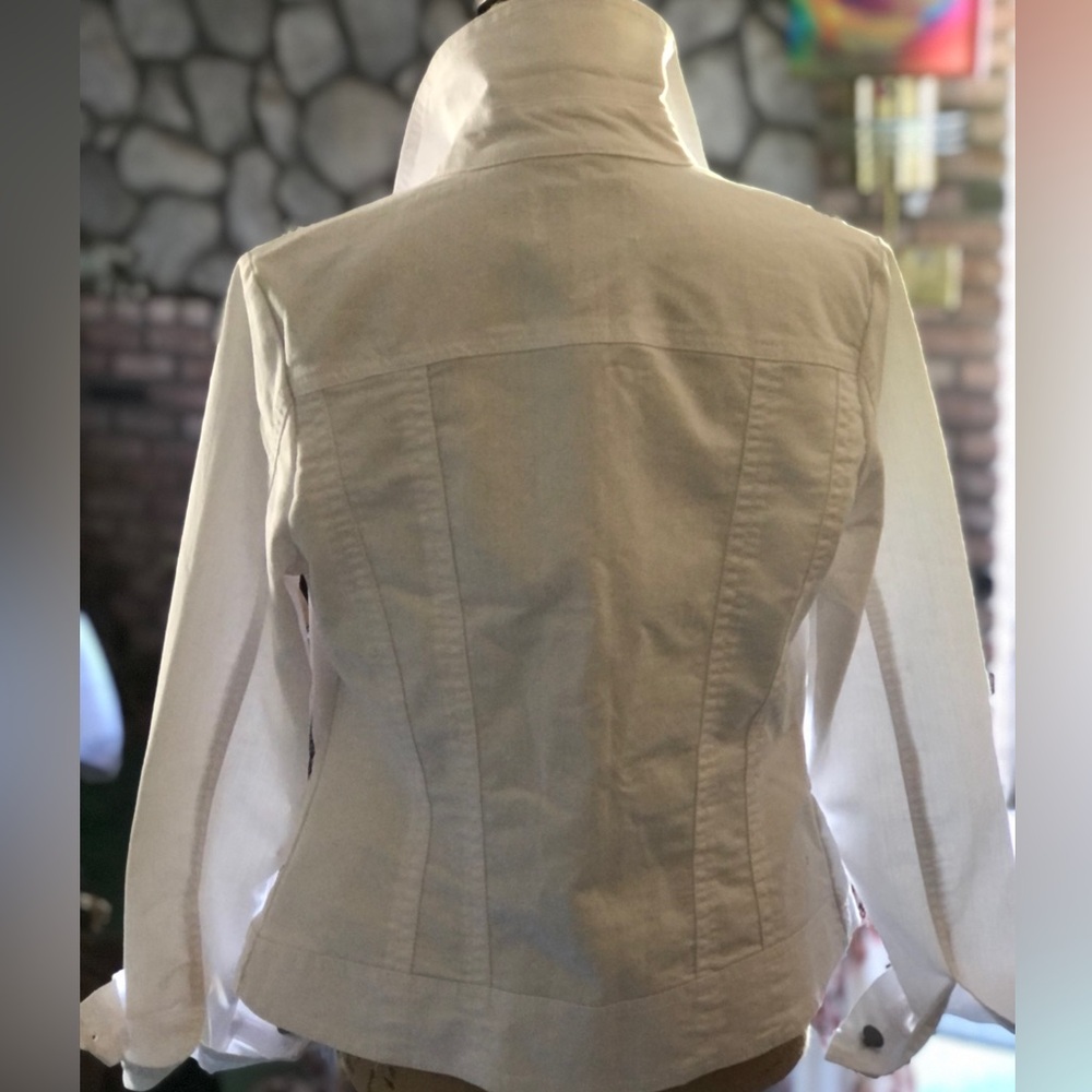 Y2K Vintage AMI Women's White Denim Jacket w/Ribbon Design BNWOT